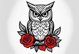 Owl with red roses fore arm tattoo idea