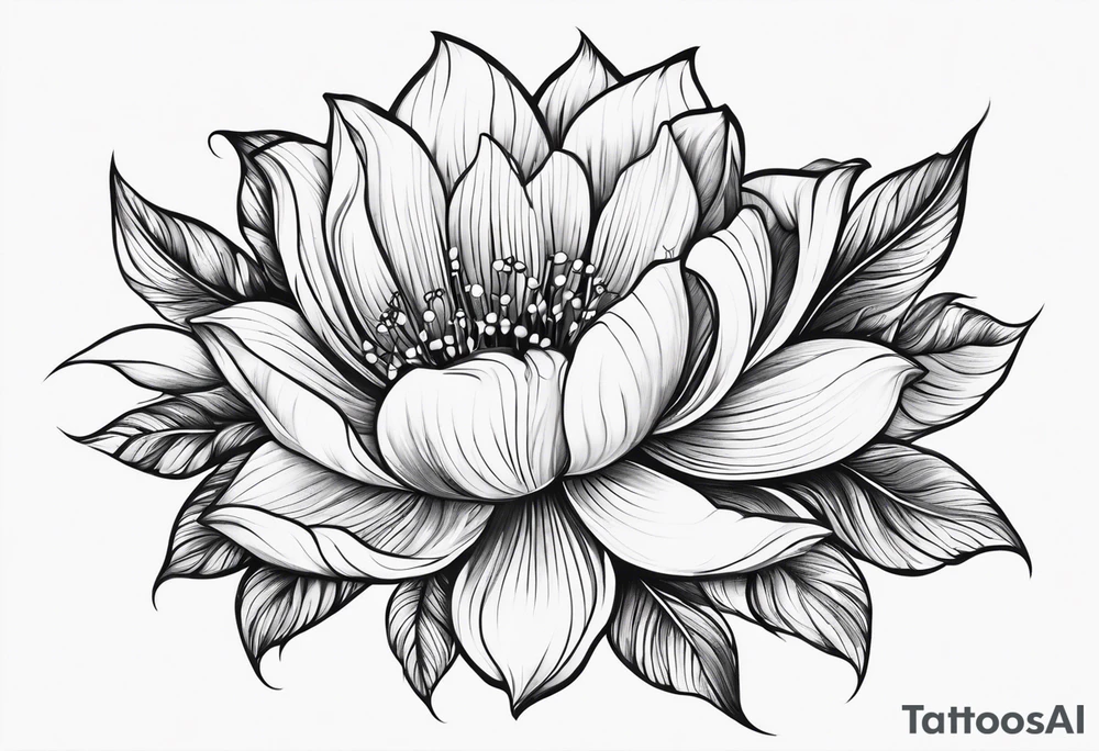 Small curve flower tattoo to go behind the ear with hanging pieces tattoo idea