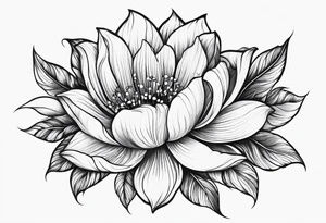 Small curve flower tattoo to go behind the ear with hanging pieces tattoo idea