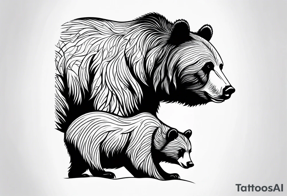mother bear and cub simple inside oval tattoo idea mother bear and cub simple inside oval tattoo idea