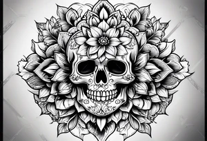 Skull flower mandela tattoo idea