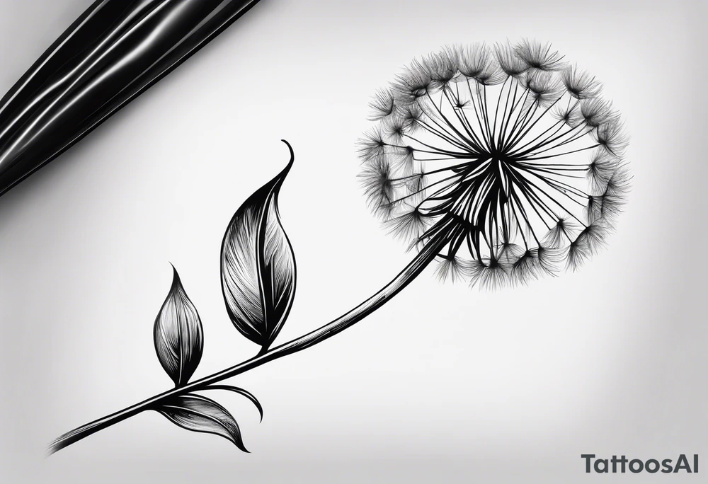 A fluffy dandelion with the stem coming out of the letter B in the name Cambria tattoo idea