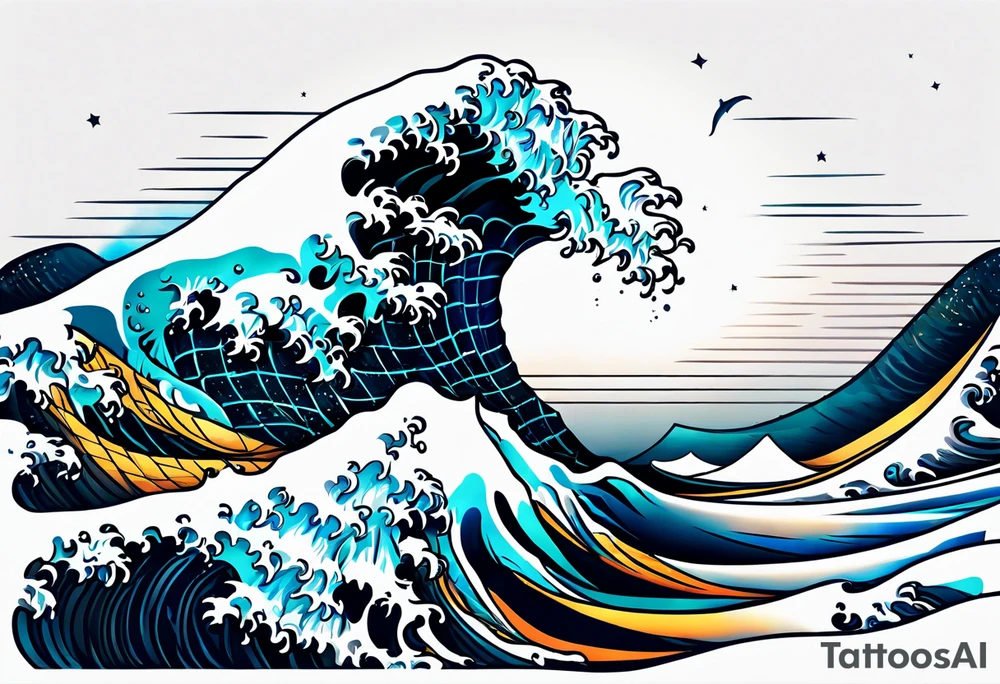 ocean, géométric, wave tattoo idea
