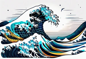 ocean, géométric, wave tattoo idea