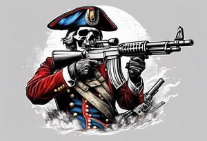 revolutionary war skull faced
 sodier running with a machine gun tattoo idea