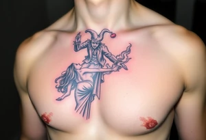 jester hovering over woman in smoke tattoo idea