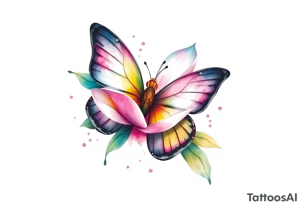 Magnolia flower, butterfly tattoo idea