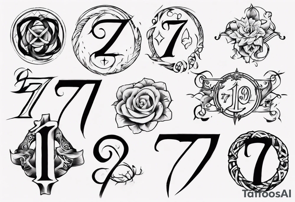 Tattoo involving the number 7, 11 and INFINITE SYMBOL tattoo idea