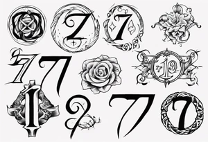 Tattoo involving the number 7, 11 and INFINITE SYMBOL tattoo idea