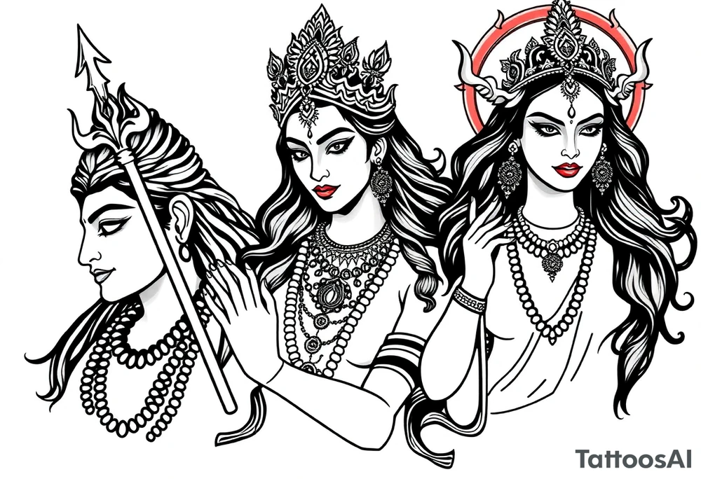 Lord Shiva, Godess Kali, Godess Lilith Together tattoo idea