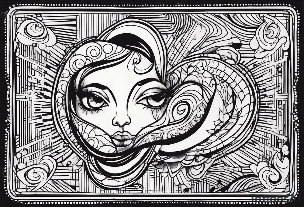 Foetus rectangle vertical tattoo idea