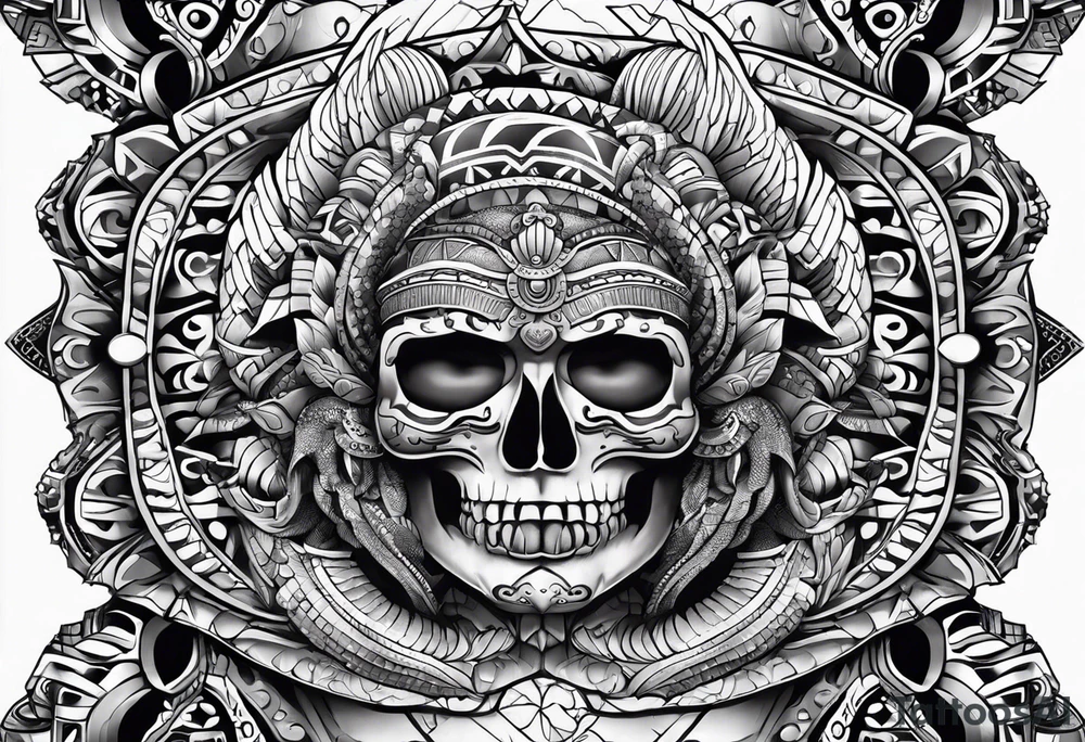 aztec snake sleeve tattoo idea