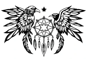 Raven dream catcher milky way moon shooting star tattoo idea