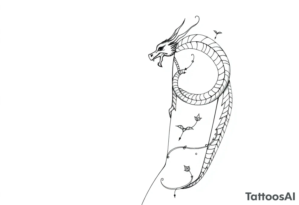 Dragão etéreo, narrativo, nascendo da magia do livro tattoo idea