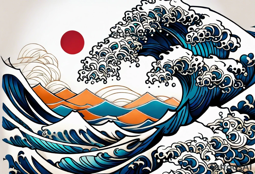 full sleeve. japanese wave mixed in celtic patterns equally. kamikaze plane tattoo idea