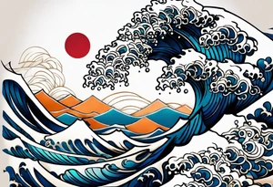 full sleeve. japanese wave mixed in celtic patterns equally. kamikaze plane tattoo idea