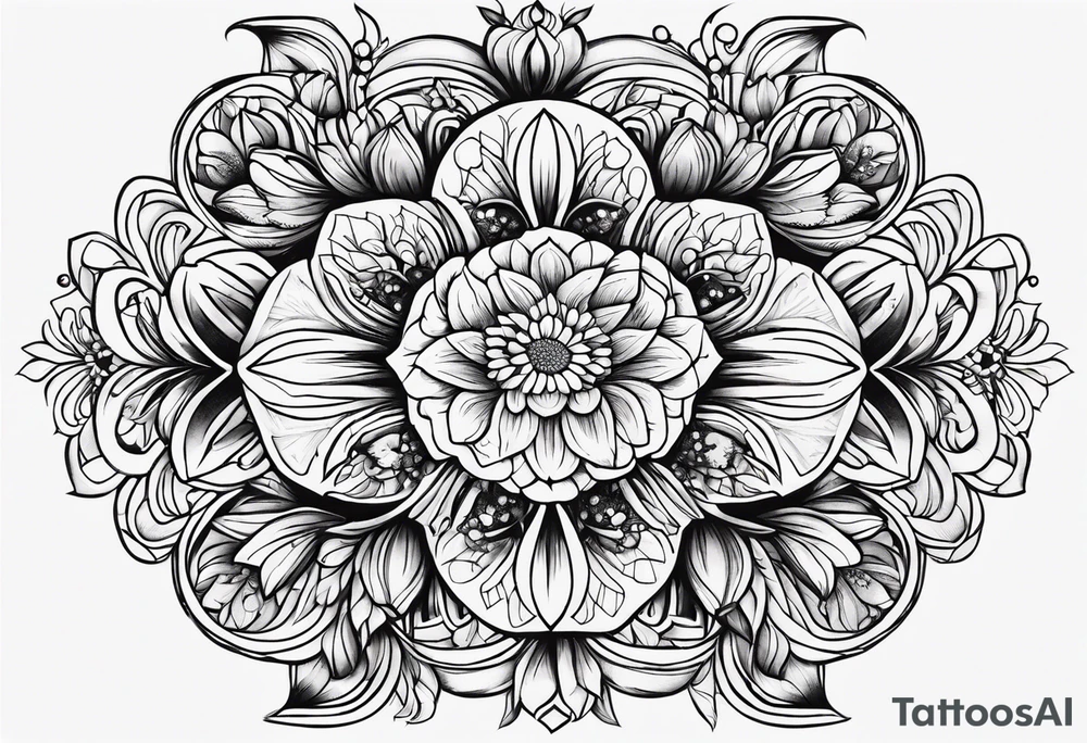 ornaments of flowers tattoo idea
