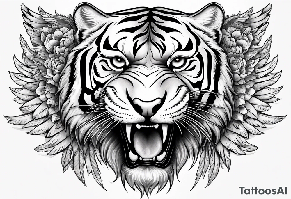 Tiger with wings for memorial piece including remembrance of dead father tattoo idea