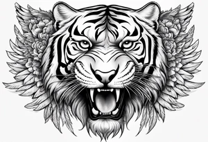 Tiger with wings for memorial piece including remembrance of dead father tattoo idea