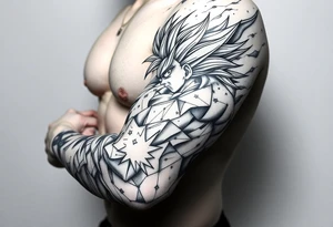 legendary dragonball z scene with energy aura and power effects tattoo idea