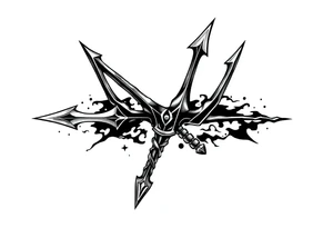 trident with cool background tattoo idea