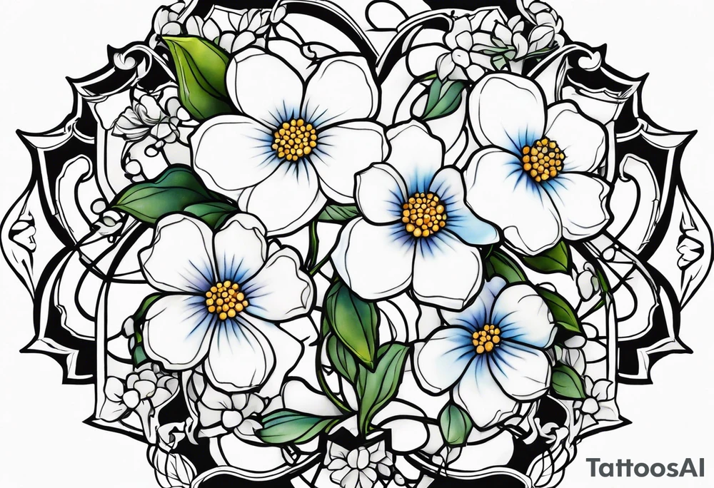Small tattoo of a forget me knot flower linework tattoo idea