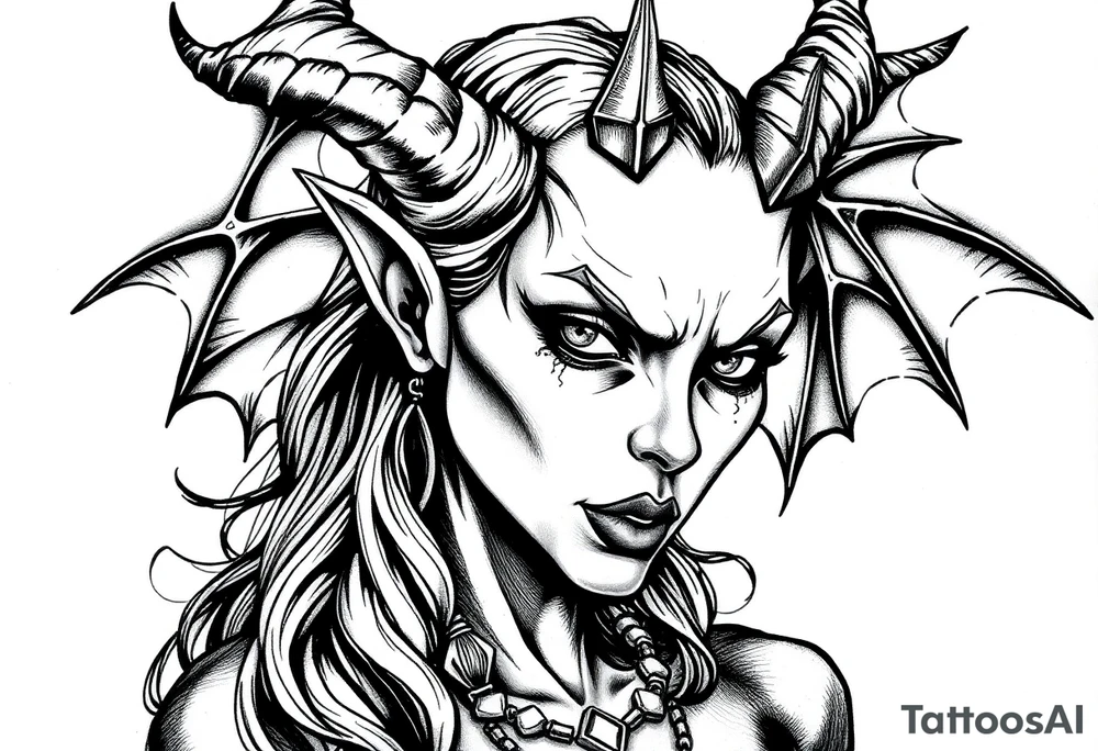 Gothic demon girl tattoo idea