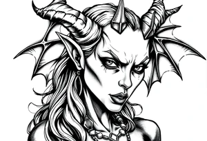 Gothic demon girl tattoo idea