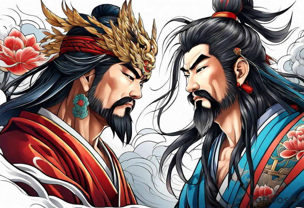 Japanese thunder god and japanese wind god tattoo idea