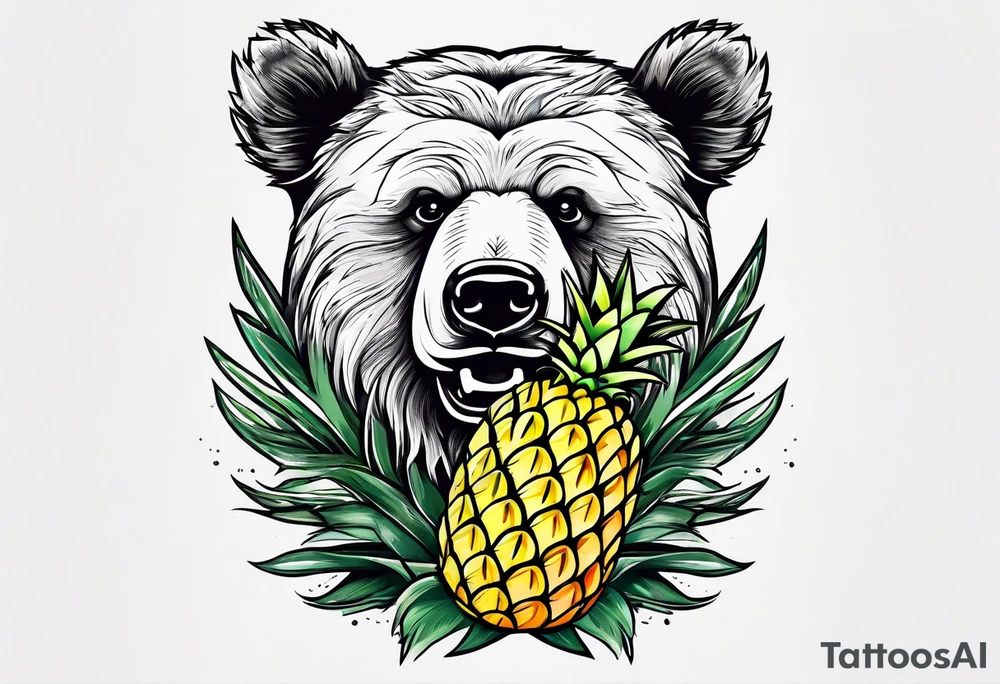 Bear loves pineapple tattoo idea