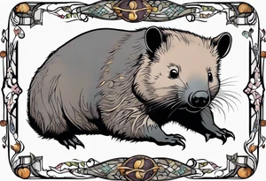 Wombat with a Platypus, an Echidna & a Sugar Glider tattoo idea