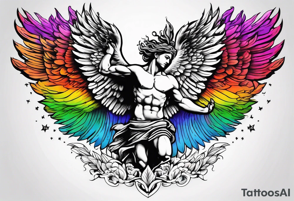 icarus greek design falling into an rainbow tattoo idea icarus greek design falling into an rainbow tattoo idea