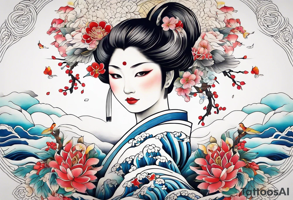 strength and resilience, feminine, animals, colour tattoo idea