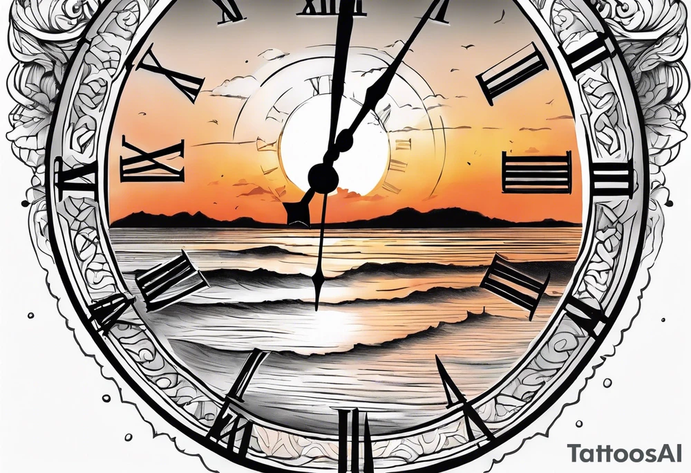 time element in sunset for man simple design tattoo idea