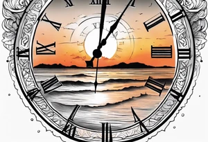 time element in sunset for man simple design tattoo idea