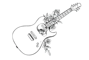 Electric guitar with lots skulls and roses tattoo idea