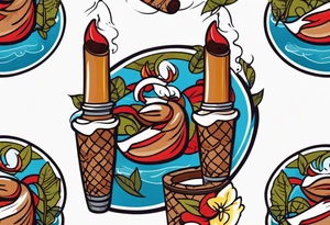 An sailor Jerry style tattoo of a cigar lit with smoke tattoo idea