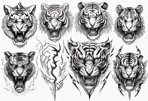 Etherial Tiger and lightning tattoo idea