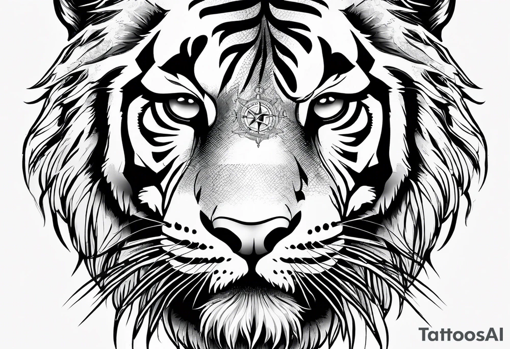 Compass tiger tattoo idea
