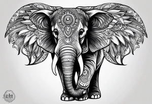 cute elephant with wings tattoo idea