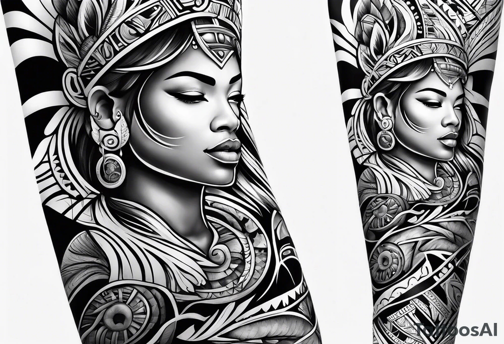 A puerto rican taino tribal sleeve tattoo idea