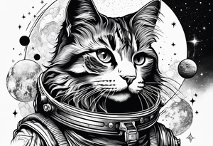 cat, space, nature tattoo idea
