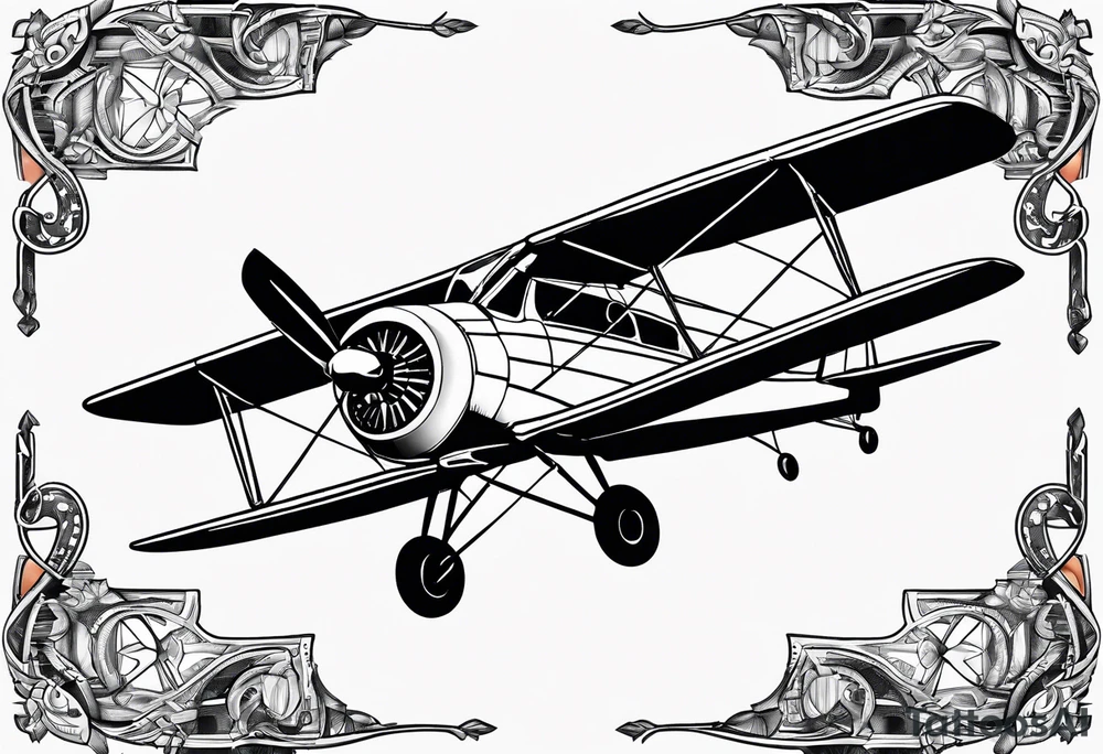 sketch of adventure plane in perspective from the bottom tattoo idea