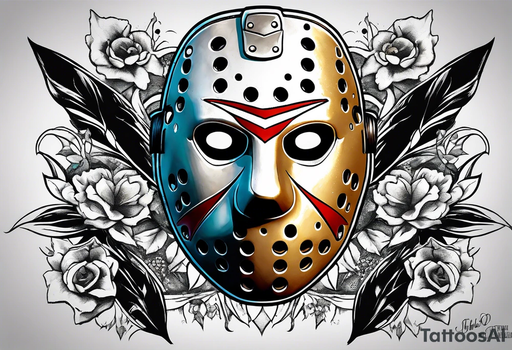 Friday the 13th Jason mask, Japanese art tattoo idea