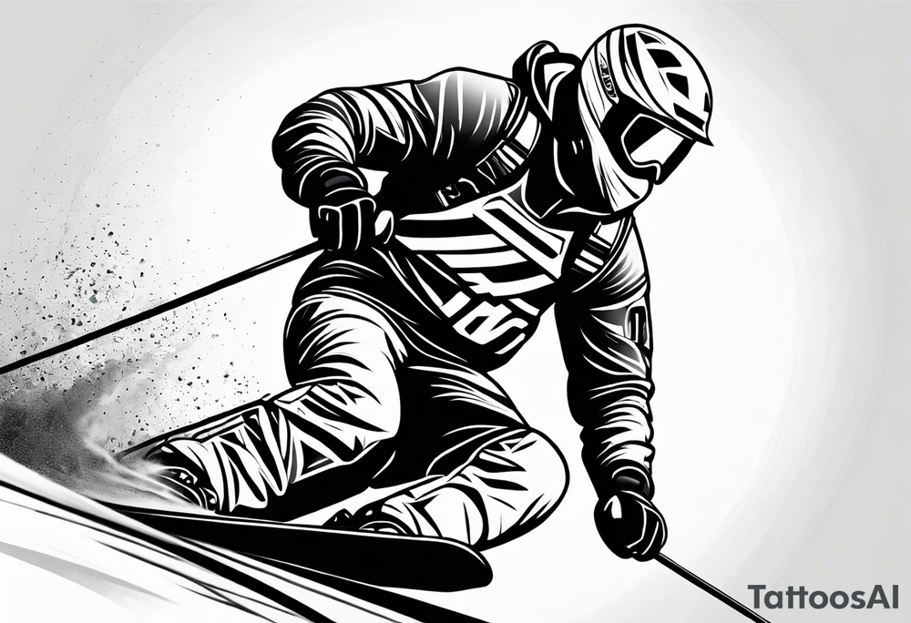 Skier in motion, fine line, more abstract tattoo idea