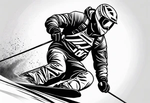 Skier in motion, fine line, more abstract tattoo idea