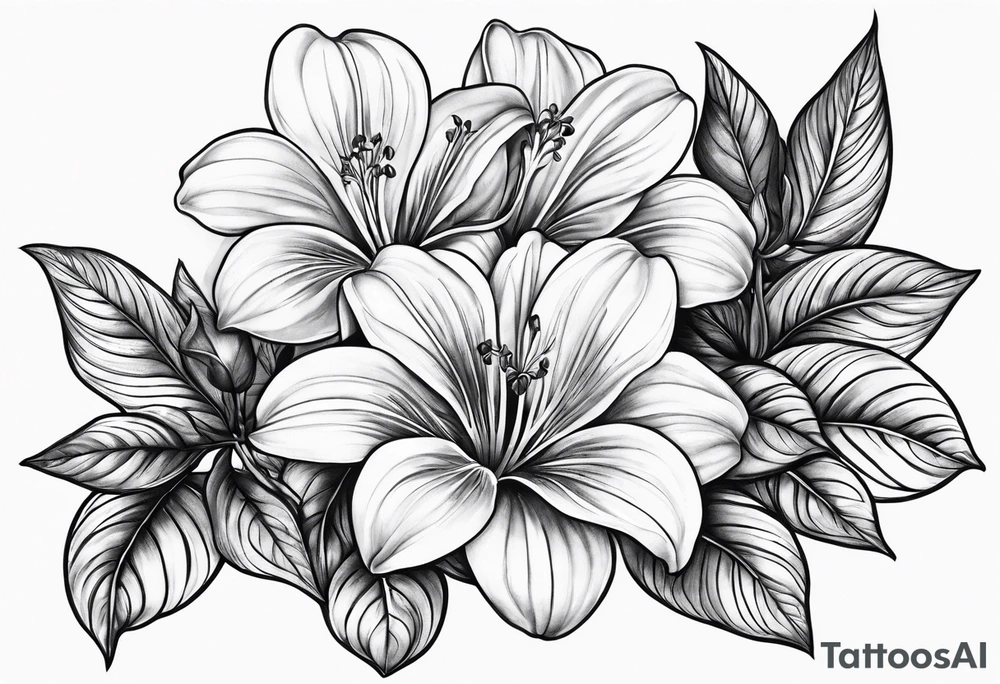 Platycodon grandiflorus with leafs and stalk tattoo idea
