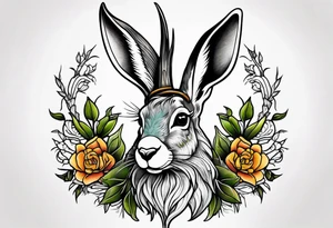neo traditional jackelope tattoo idea