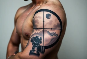 scope crosshairs with eerie fog in background tattoo idea
