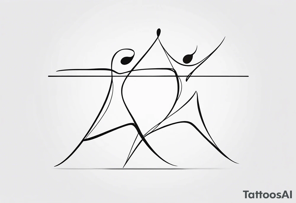 Music quarter notes connecting two dancing stick figures tattoo idea Music quarter notes connecting two dancing stick figures tattoo idea